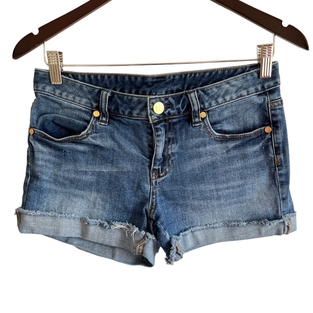 Tory Burch Rolled Hem Shorts Distressed Fray